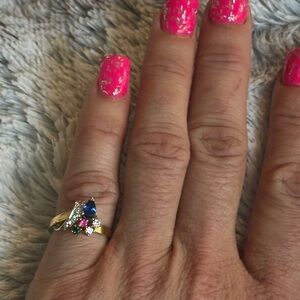 Ring with Multi-Color Gemstones Size 7